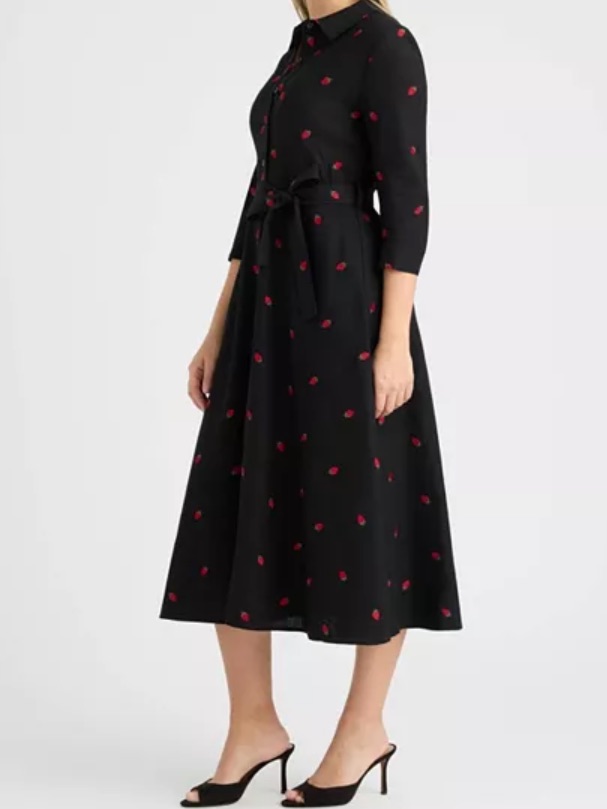 Modest Strawberry Embroidered Dress - Nwt, Size M/L, Perfect 4 Casual Friday